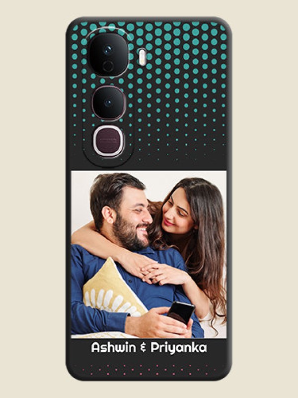 Custom Faded Dots with Grunge Photo Frame and Text On Space Black Custom Soft Matte Mobile Back Cover - Vivo Y400 Pro 5G
