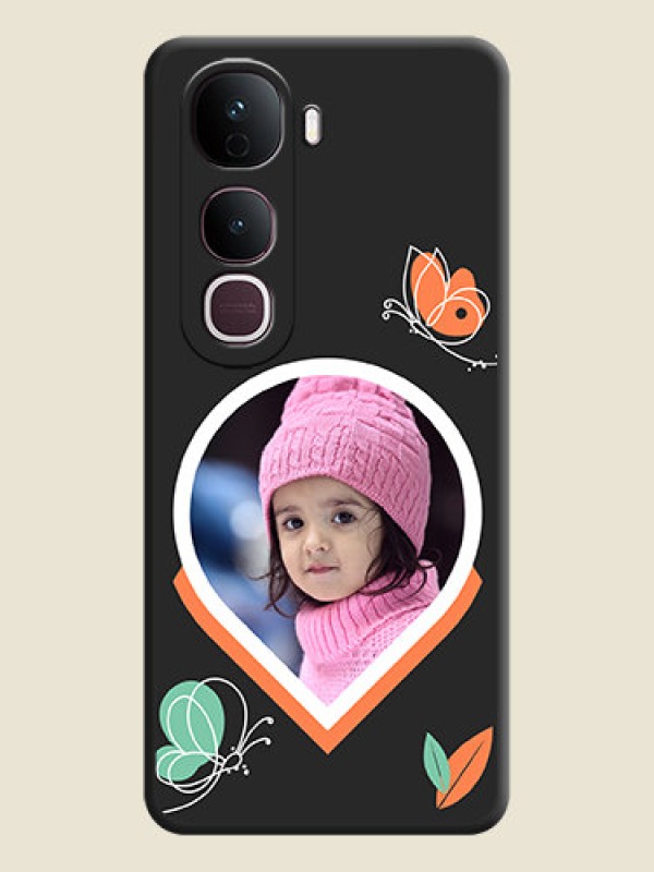 Custom Upload Pic With Simple Butterly Design On Space Black Custom Soft Matte Mobile Back Cover - Vivo Y400 Pro 5G
