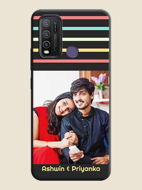 Custom Color Stripes with Photo and Text - Photo on Space Black Soft Matte Mobile Case - Vivo Y50