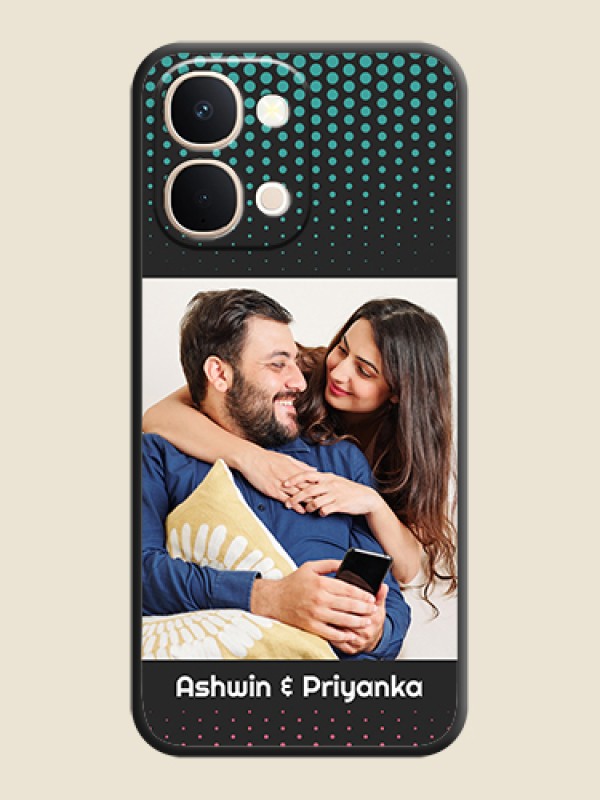 Custom Faded Dots with Grunge Photo Frame and Text On Space Black Custom Soft Matte Mobile Back Cover - Vivo Y51 Pro 5G