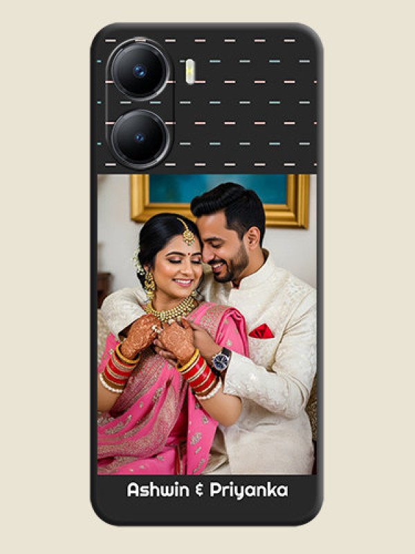 Custom Line Pattern Design with Text on Space Black Custom Soft Matte Phone Back Cover - Vivo Y56 5G