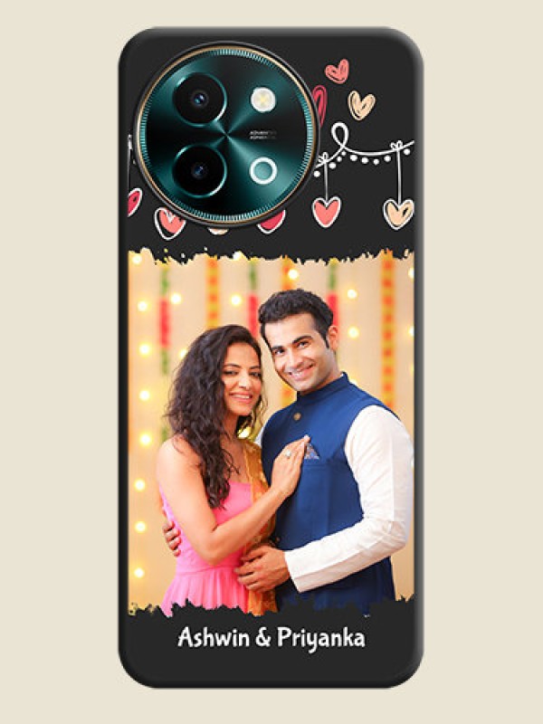 Custom Pink Love Hangings with Name On Space Black Custom Soft Matte Mobile Back Cover - Vivo Y58 5G