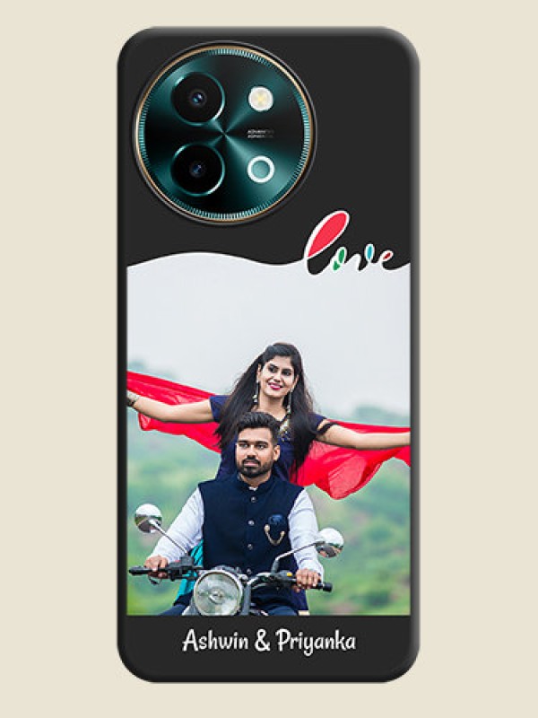 Custom Fall in Love Pattern with Picture on Photo On Space Black Custom Soft Matte Mobile Back Cover - Vivo Y58 5G