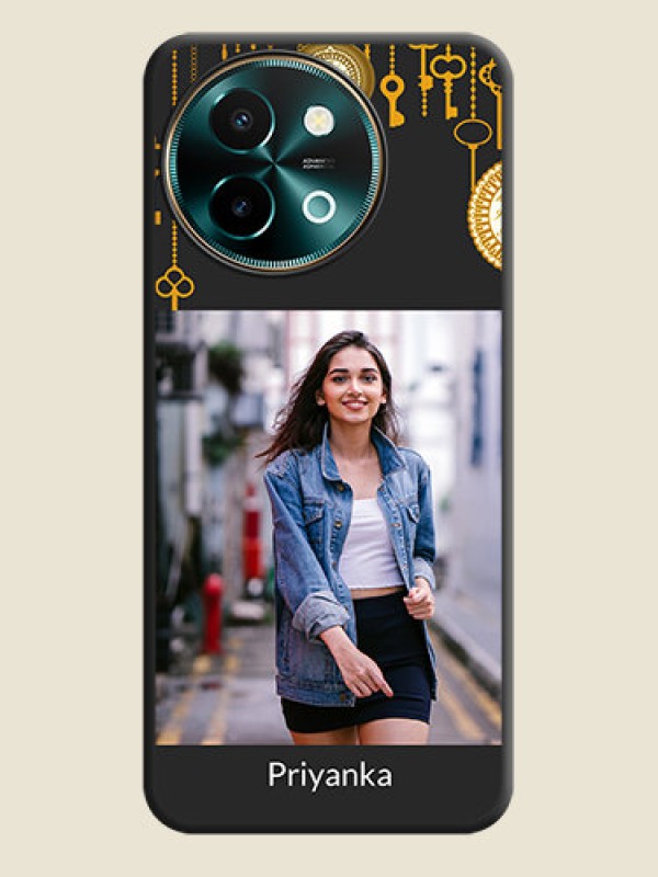 Custom Decorative Design with Text On Space Black Custom Soft Matte Mobile Back Cover - Vivo Y58 5G