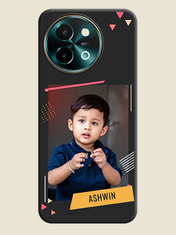 Custom Photo Frame with Triangle Small Dots on Photo On Space Black Custom Soft Matte Mobile Back Cover - Vivo Y58 5G