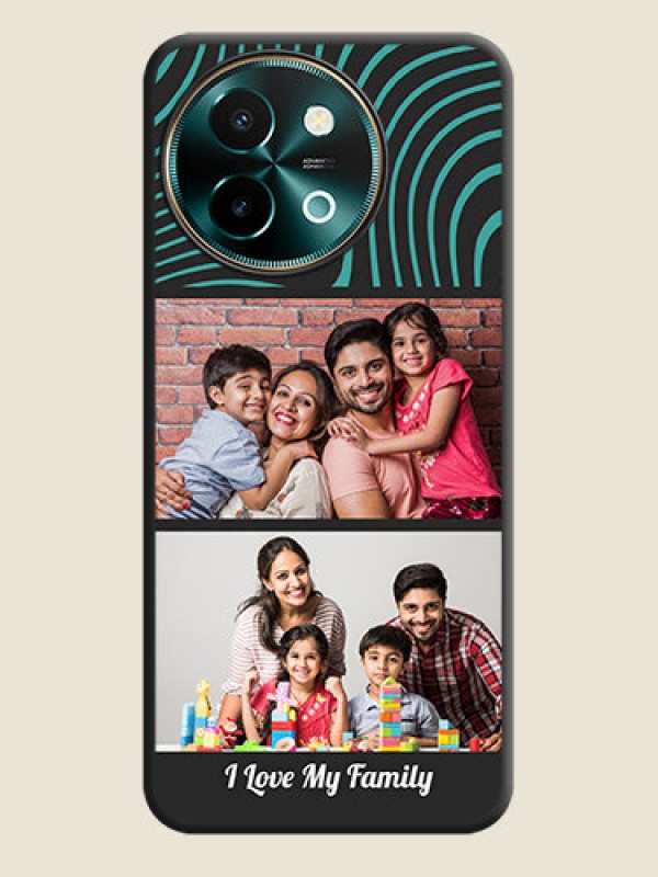Custom Wave Pattern with 2 Image Holder On Space Black Custom Soft Matte Mobile Back Cover - Vivo Y58 5G