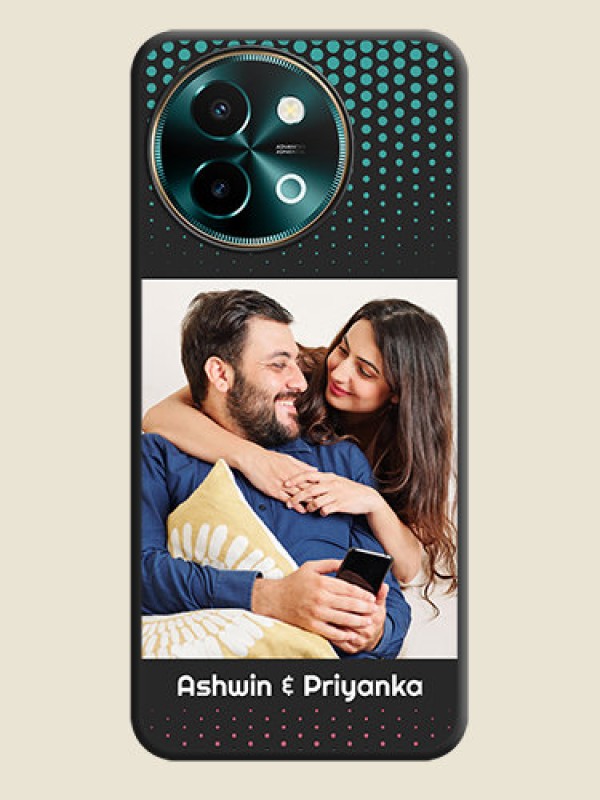 Custom Faded Dots with Grunge Photo Frame and Text On Space Black Custom Soft Matte Mobile Back Cover - Vivo Y58 5G