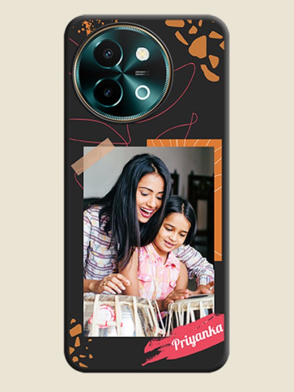 Custom Orange Photo Frame On Space Black Custom Soft Matte Mobile Back Cover - Vivo Y58 5G