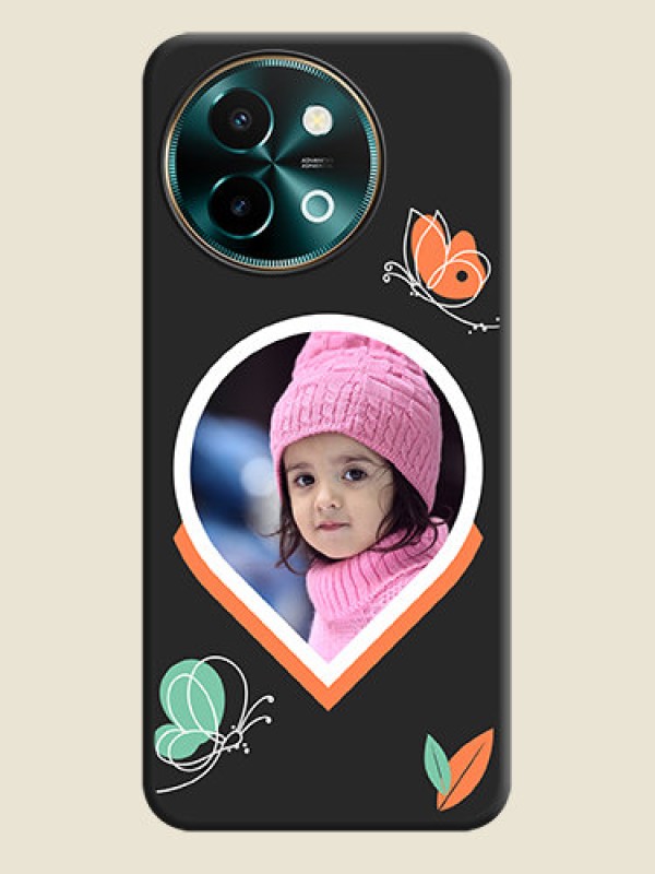 Custom Upload Pic With Simple Butterly Design On Space Black Custom Soft Matte Mobile Back Cover - Vivo Y58 5G