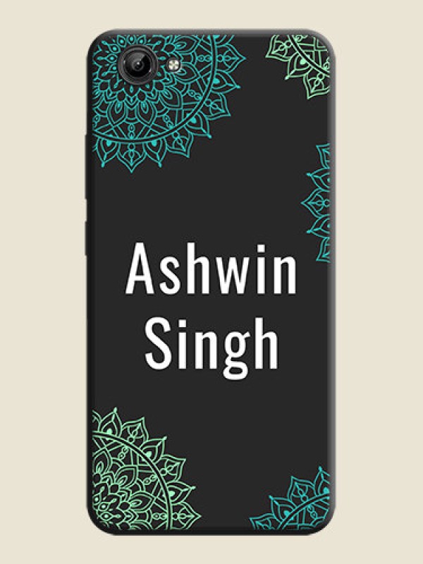 Custom Your Name with Floral Design on Space Black Custom Soft Matte Back Cover - Vivo Y71