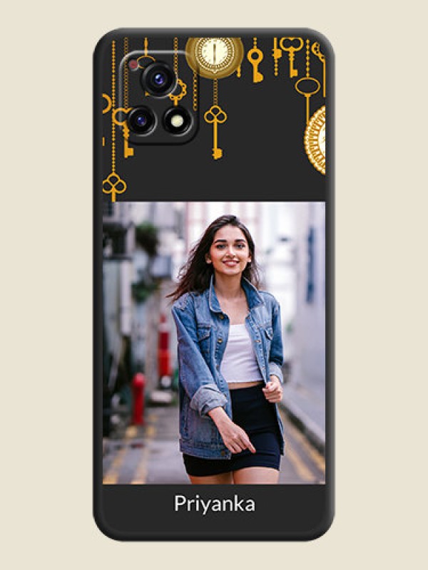 Custom Decorative Design with Text on Space Black Custom Soft Matte Back Cover - Vivo Y72 5G