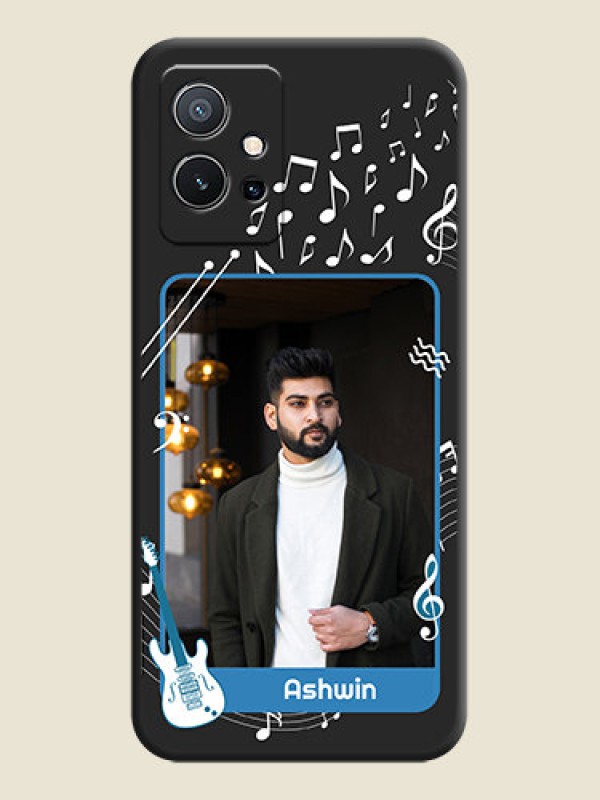 Custom Musical Theme Design with Text on Photo on Space Black Soft Matte Mobile Case - Vivo Y75 5G