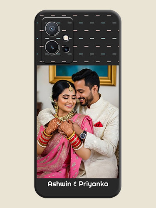 Custom Line Pattern Design with Text on Space Black Custom Soft Matte Phone Back Cover - Vivo Y75 5G