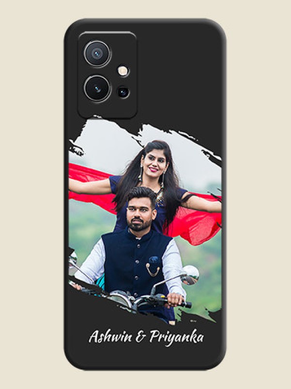 Custom Grunge Brush Strokes on Photo on Space Black Soft Matte Back Cover - Vivo Y75 5G
