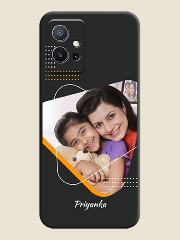 Custom Yellow Triangle on Photo on Space Black Soft Matte Phone Cover - Vivo Y75 5G