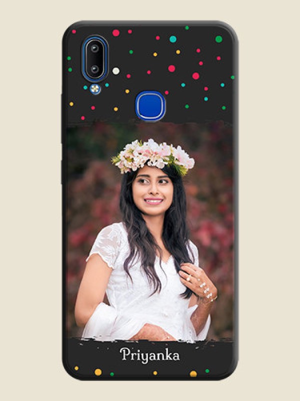 Custom Multicolor Dotted Pattern with Text on Space Black Custom Soft Matte Phone Back Cover - Vivo Y91