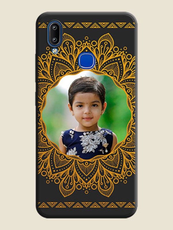 Custom Round Image with Floral Design - Photo on Space Black Soft Matte Mobile Cover - Vivo Y91