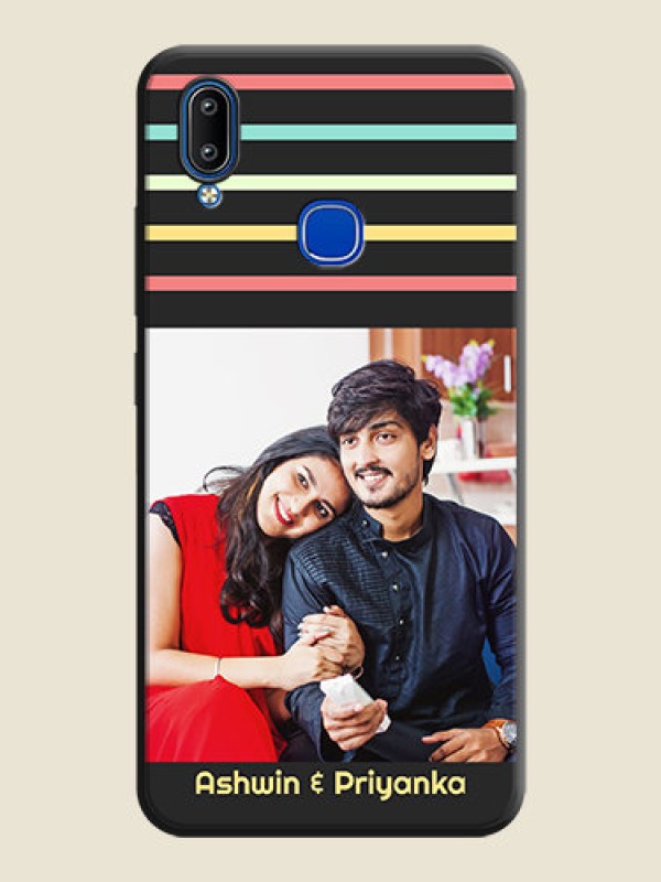 Custom Color Stripes with Photo and Text - Photo on Space Black Soft Matte Mobile Case - Vivo Y91