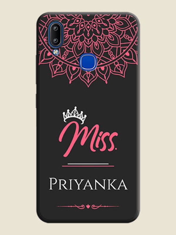 Custom Mrs Name with Floral Design on Space Black Personalized Soft Matte Phone Covers - Vivo Y91