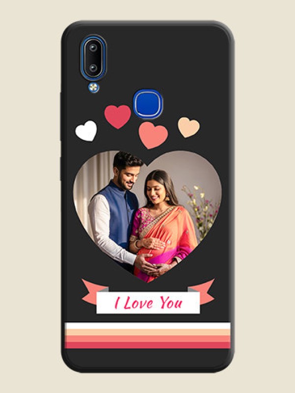 Custom Love Shaped Photo with Colorful Stripes on Personalised Space Black Soft Matte Cases - Vivo Y93
