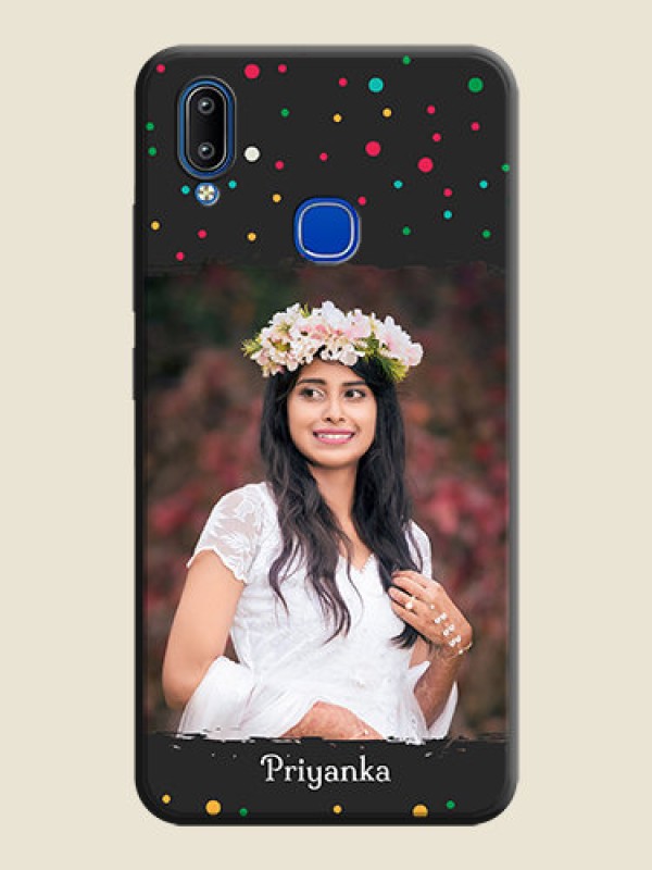 Custom Multicolor Dotted Pattern with Text on Space Black Custom Soft Matte Phone Back Cover - Vivo Y93