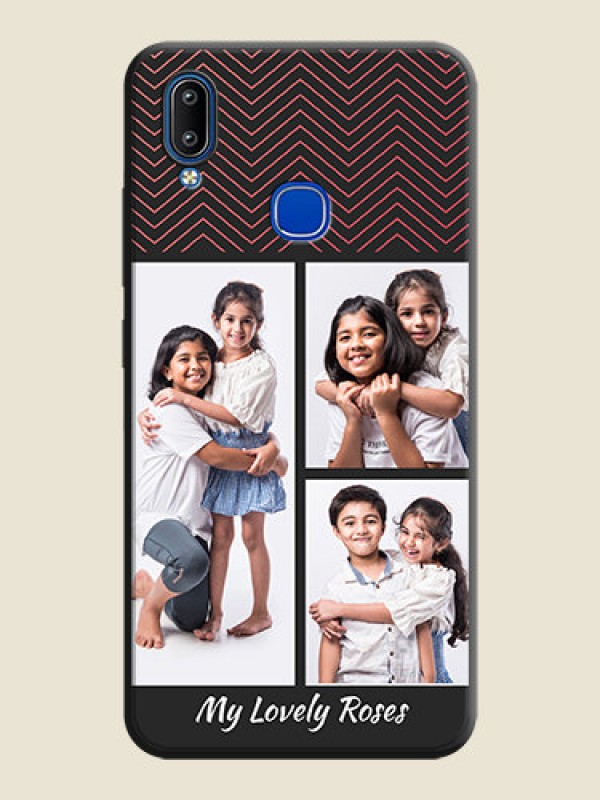 Custom Wave Pattern with 3 Image Holder on Space Black Custom Soft Matte Back Cover - Vivo Y93