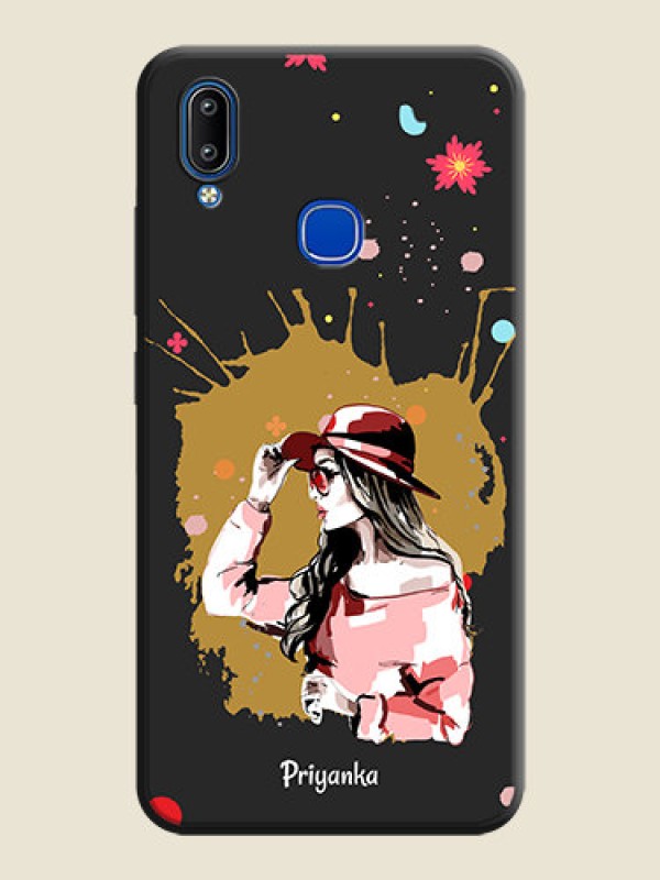Custom Mordern Lady With Color Splash Background With Custom Text On Space Black Personalized Soft Matte Phone Covers -Vivo Y93