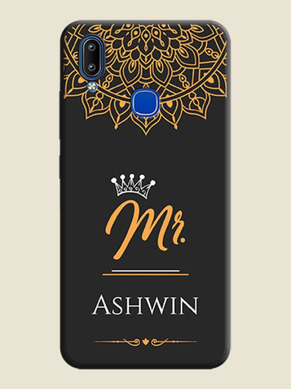 Custom Mr Name with Floral Design  on Personalised Space Black Soft Matte Cases - Vivo Y95