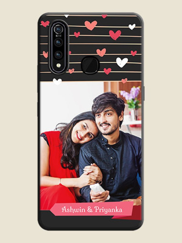 Custom Love Pattern with Name on Pink Ribbon  - Photo on Space Black Soft Matte Back Cover - Vivo Z1 Pro