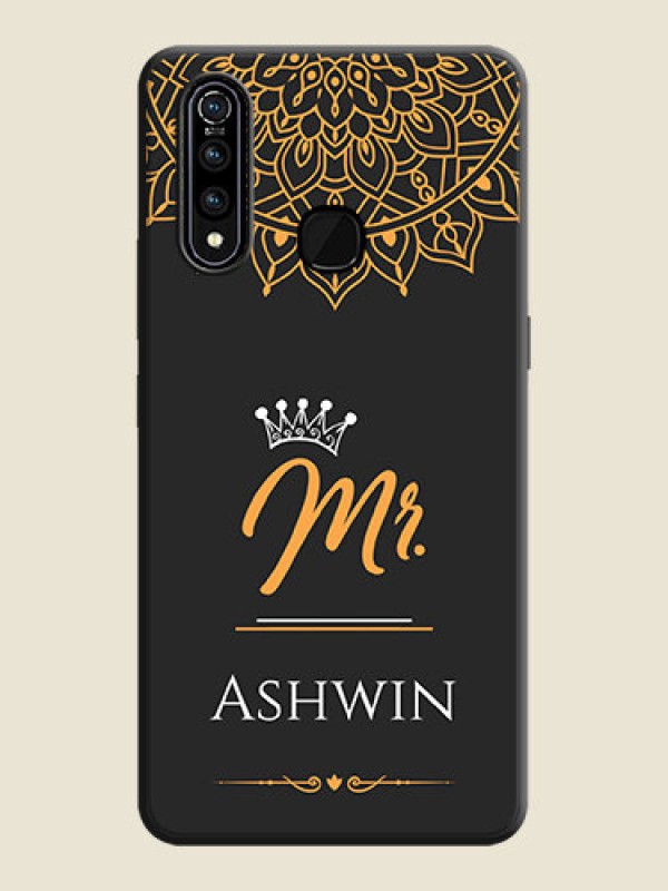Custom Mr Name with Floral Design  on Personalised Space Black Soft Matte Cases - Vivo Z1 Pro