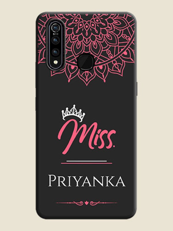 Custom Mrs Name with Floral Design on Space Black Personalized Soft Matte Phone Covers - Vivo Z1 Pro