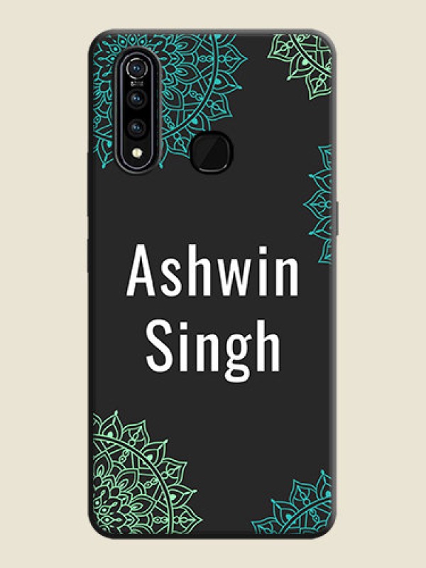 Custom Your Name with Floral Design on Space Black Custom Soft Matte Back Cover - Vivo Z1 Pro