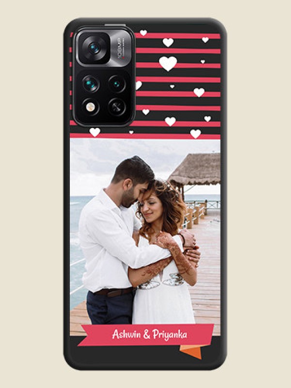 Custom White Color Love Symbols with Pink Lines Pattern on Space Black Custom Soft Matte Phone Cases - Xiaomi 11I 5G