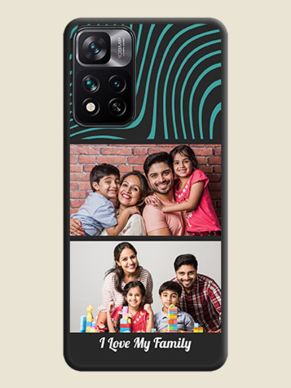 Custom Wave Pattern with 2 Image Holder on Space Black Personalized Soft Matte Phone Covers - Xiaomi 11i Hypercharge 5G