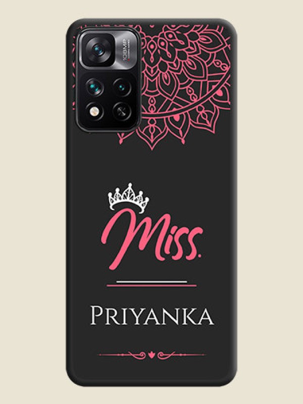 Custom Mrs Name with Floral Design on Space Black Personalized Soft Matte Phone Covers - Xiaomi 11i Hypercharge 5G