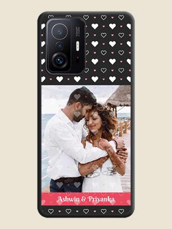 Custom White Color Love Symbols with Text Design on Photo on Space Black Soft Matte Phone Cover - Xiaomi 11T Pro 5G
