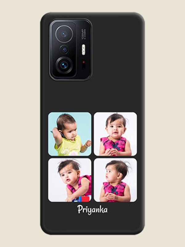 Custom Floral Art with 6 Image Holder on Photo on Space Black Soft Matte Mobile Case - Xiaomi 11T Pro 5G