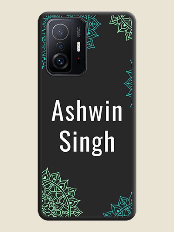 Custom Your Name with Floral Design on Space Black Custom Soft Matte Back Cover - Xiaomi 11T Pro 5G