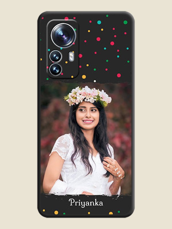 Custom Multicolor Dotted Pattern with Text on Space Black Custom Soft Matte Phone Back Cover - Xiaomi 12 Pro 5G