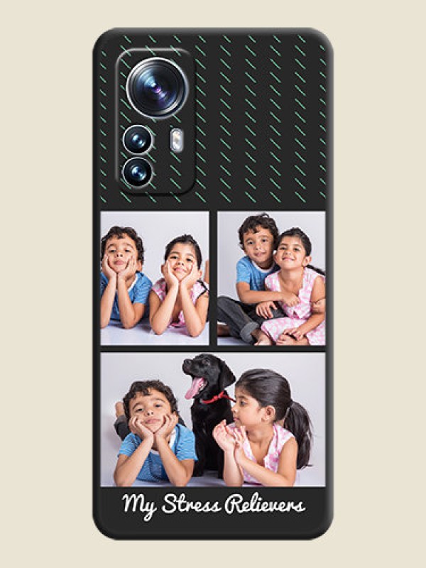 Custom Cross Dotted Pattern with 2 Image Holder  on Personalised Space Black Soft Matte Cases - Xiaomi 12 Pro 5G
