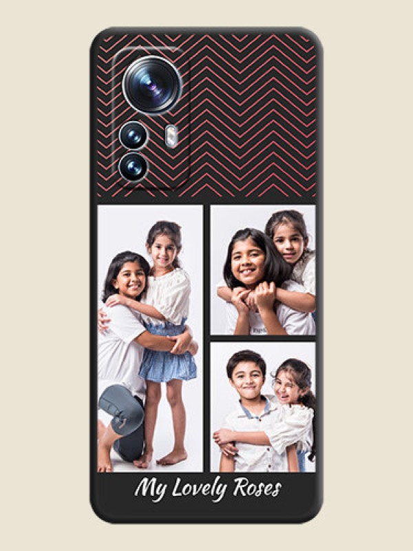 Custom Wave Pattern with 3 Image Holder on Space Black Custom Soft Matte Back Cover - Xiaomi 12 Pro 5G