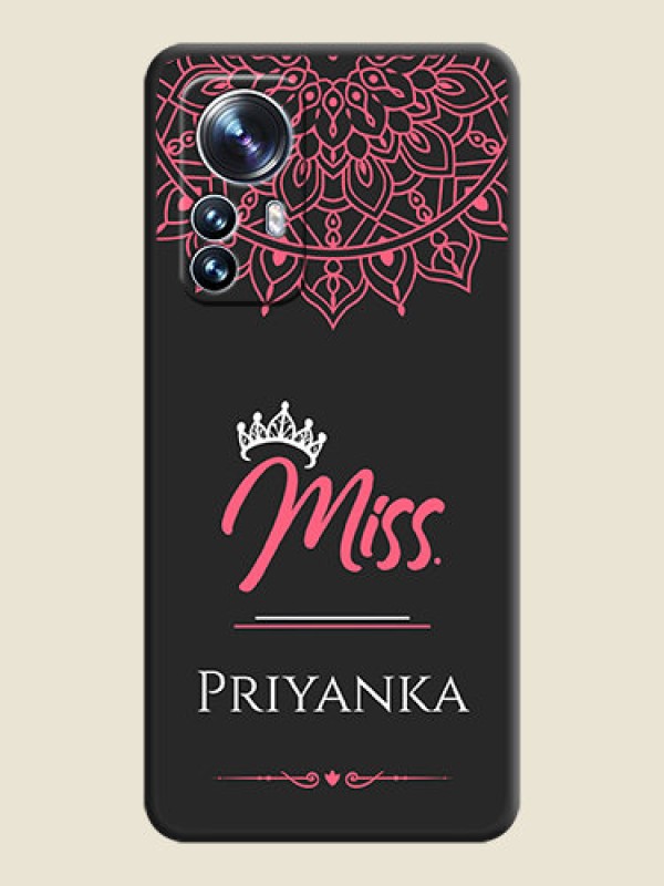Custom Mrs Name with Floral Design on Space Black Personalized Soft Matte Phone Covers - Xiaomi 12 Pro 5G