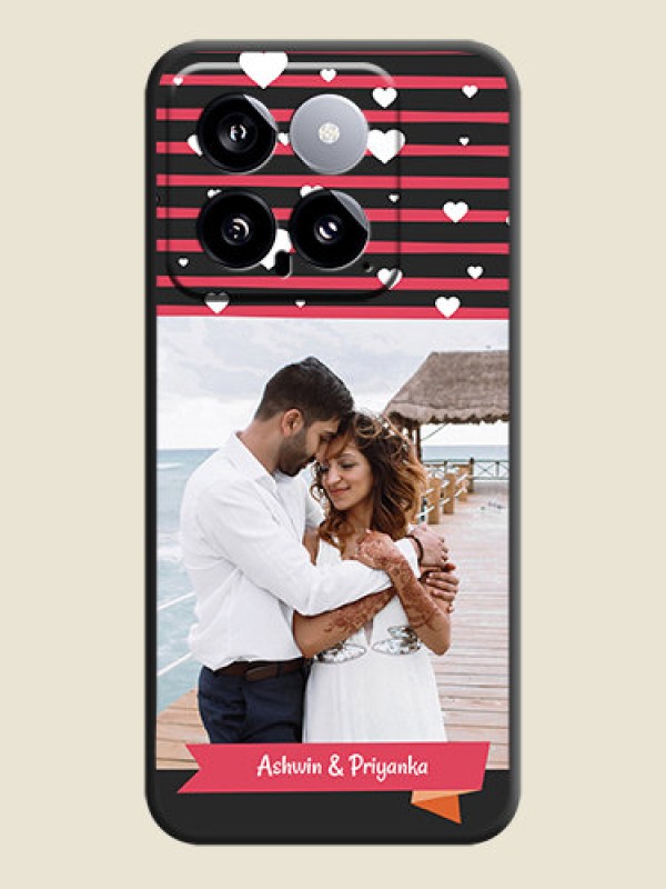 Custom White Color Love Symbols with Pink Lines Pattern on Space Black Custom Soft Matte Phone Cases - Xiaomi 14 5G