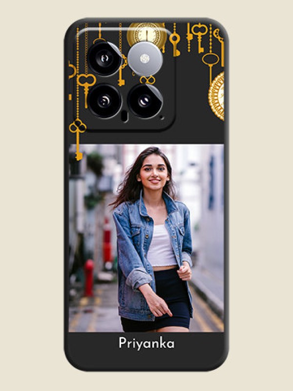 Custom Decorative Design with Text on Space Black Custom Soft Matte Back Cover - Xiaomi 14 5G