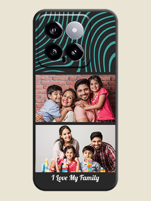 Custom Wave Pattern with 2 Image Holder on Space Black Personalized Soft Matte Phone Covers - Xiaomi 14 5G