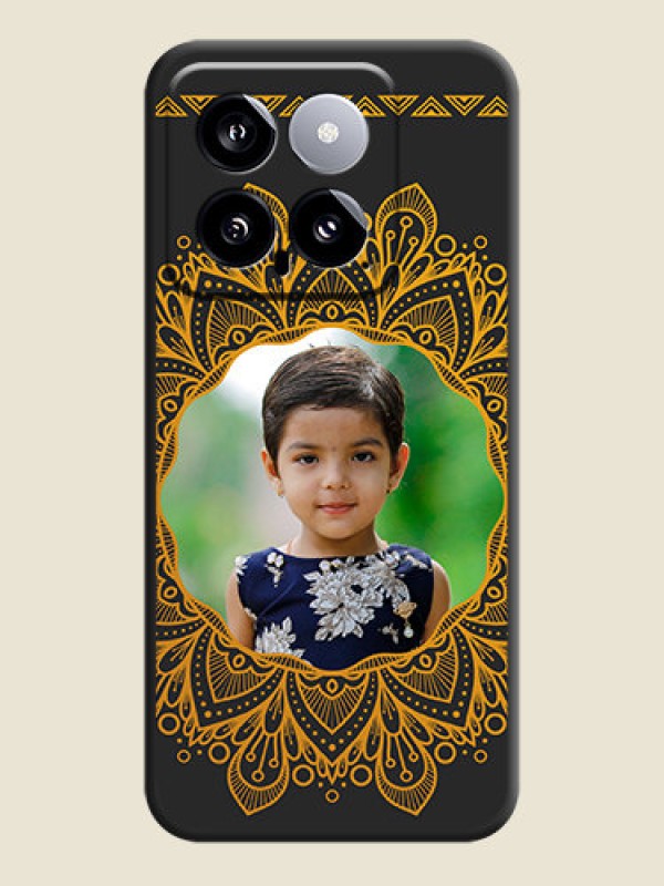 Custom Round Image with Floral Design - Photo on Space Black Soft Matte Mobile Cover - Xiaomi 14 5G
