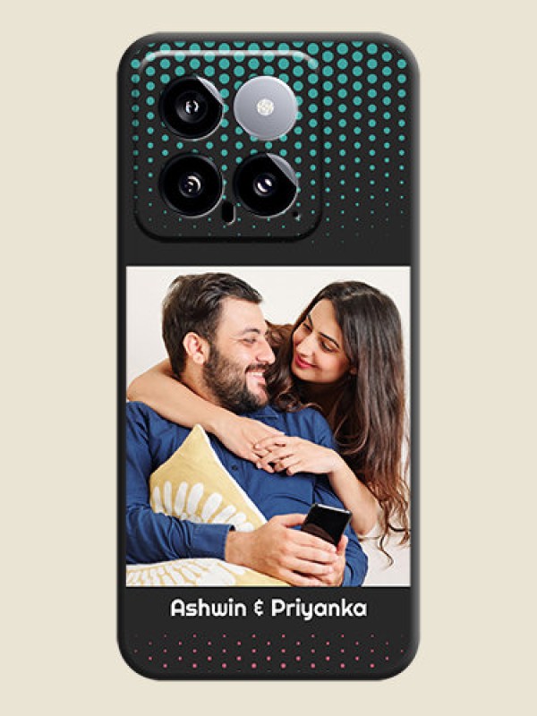 Custom Faded Dots with Grunge Photo Frame and Text on Space Black Custom Soft Matte Phone Cases - Xiaomi 14 5G
