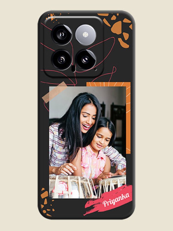 Custom Orange Photo Frame on Space Black Custom Soft Matte Phone Back Cover - Xiaomi 14 5G