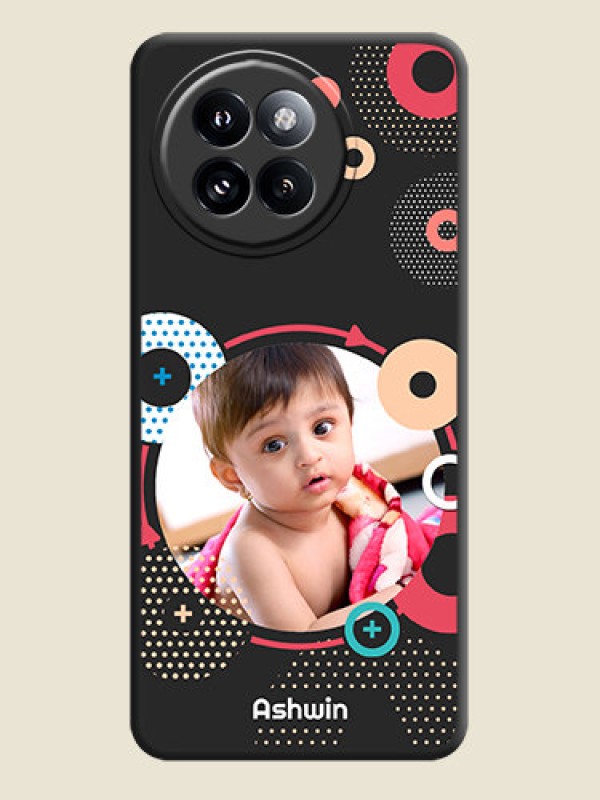 Custom Multicoloured Round Image On Space Black Custom Soft Matte Mobile Back Cover - Xiaomi 14 Civi