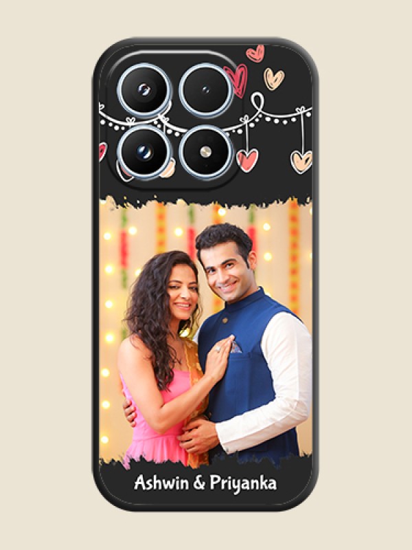 Custom Pink Love Hangings with Name On Space Black Custom Soft Matte Mobile Back Cover - Xiaomi 17 5G